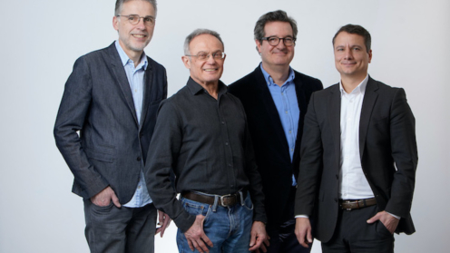 Mailo-Vorstand Sten Nahrgang, Aufsichtsratsvorsitzender Dietmar Meister , Mitgründer und Vorstandsvorsitzender Dr. Matthias Uebing sowie Armin Molla beim Fotoshooting in Köln