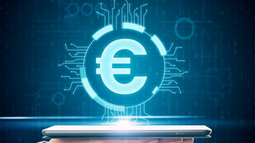 Digitales Eurozeichen auf einem Tablet