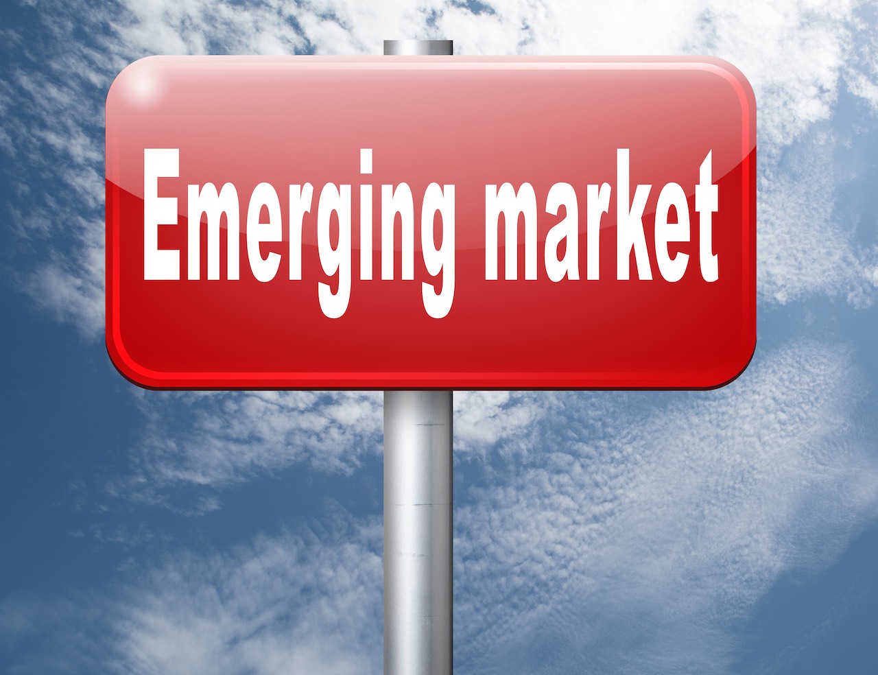 Schild mit der Aufschrift Emerging Markets