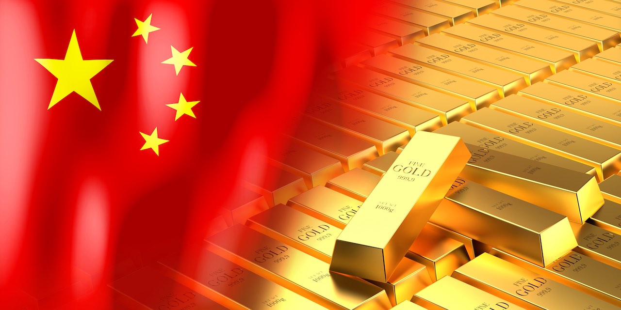 Goldbarren unter China-Flagge