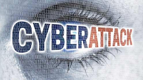 Cyberattacke Auge mit Matrix blickt auf Betrachter Konzept
